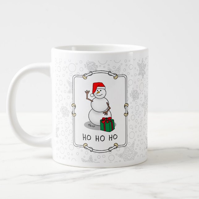 Ho Ho Ho God jul Santa Cute Snögubbe Jumbo Mugg (Vänster)