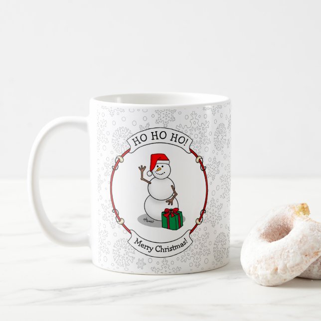 Ho Ho Ho God jul Santa Cute Snögubbe Kaffemugg (Med munk)
