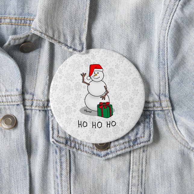 Ho Ho Ho God jul Santa Cute Snögubbe Knapp (In Situ)