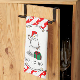 Ho Ho Ho God jul Santa Cute Snögubbe Kökshandduk