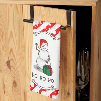 Ho Ho Ho God jul Santa Cute Snögubbe Kökshandduk