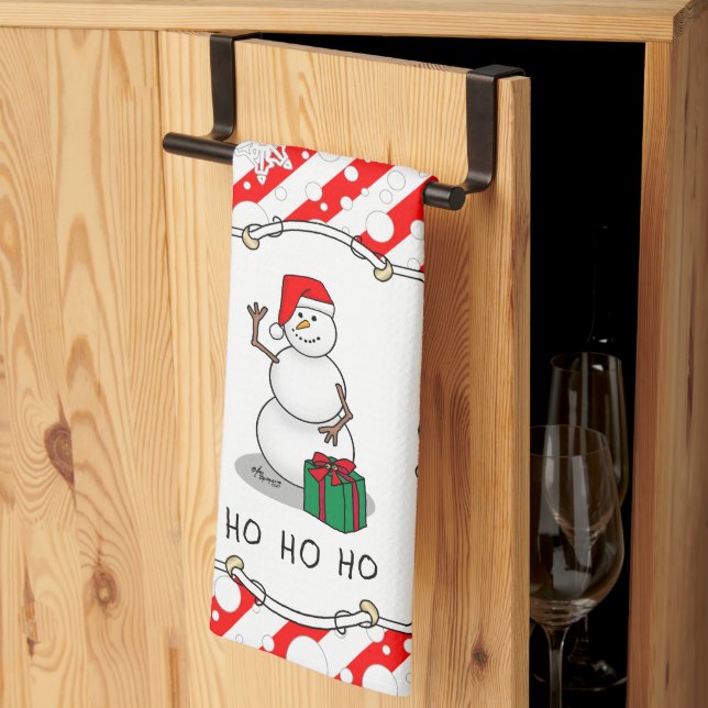 Ho Ho Ho God jul Santa Cute Snögubbe Kökshandduk (Thirds Fold)