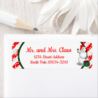 Ho Ho Ho God jul Santa Cute Snögubbe Returadress Etikett