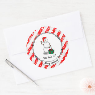 Ho Ho Ho God jul Santa Cute Snögubbe Runt Klistermärke