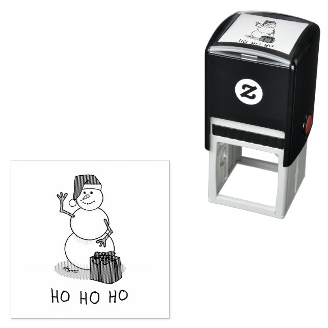 Ho Ho Ho God jul Santa Cute Snögubbe Självfärgande Stämpel (In Situ)