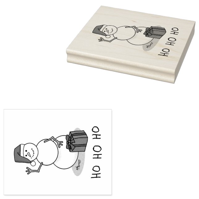 Ho Ho Ho God jul Santa Cute Snögubbe Stämpel (Stämplad)