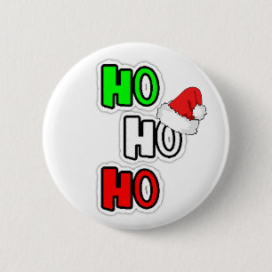 HO HO HO God jul Santa Hat Button Knapp