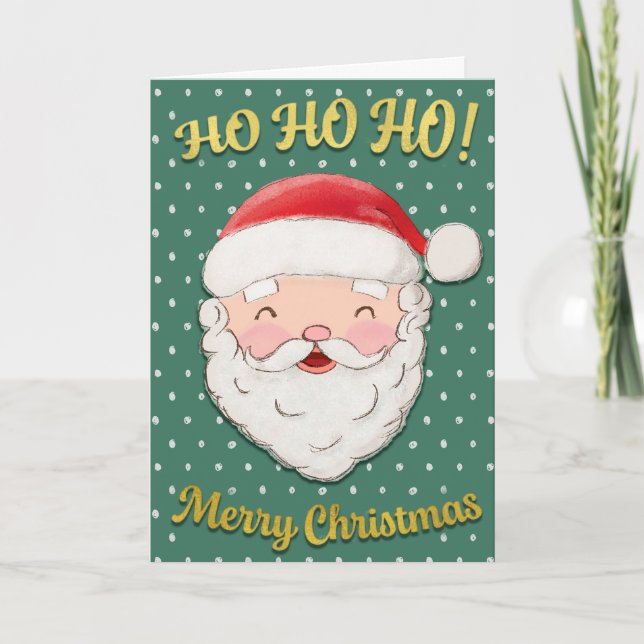 Ho Ho Ho God jul Santa Helgkort (Framsida)