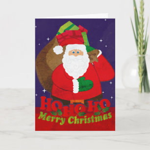 Ho Ho Ho God jul Santa sack-nattkort Helgkort