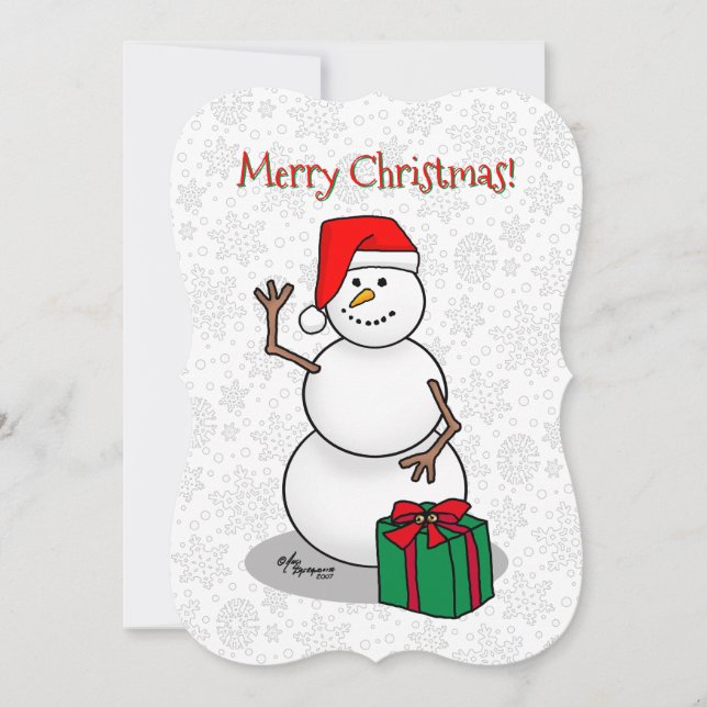 Ho Ho Ho God Jul Tomte Söt Snöman Julkort (Framsida)