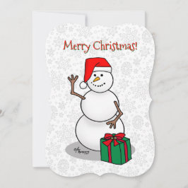 Ho Ho Ho God Jul Tomte Söt Snöman Julkort