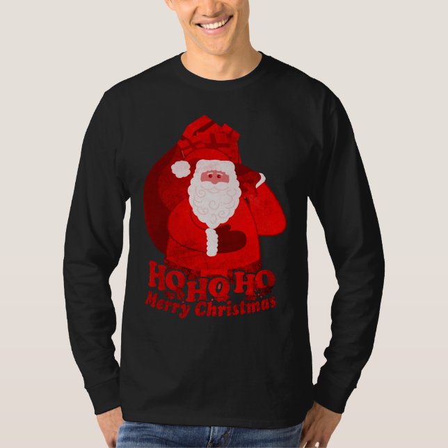 Ho Ho Ho god julsanta manar som är röd på mörk T Shirt (Framsida)