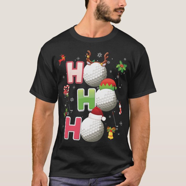 Ho Ho Ho Golf Boll jultomten Elf Reindeer Me T Shirt (Framsida)