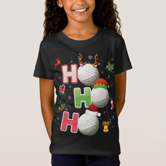 Ho Ho Ho Golf Boll jultomten Elf Reindeer Me T Shirt (Framsida)