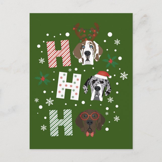 Ho Ho Ho Grand Dan Merry Christmas Vykort (Framsida)