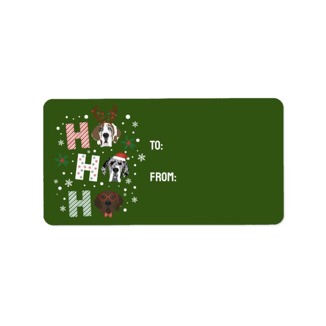 Ho Ho Ho Great dane God jul Adressetikett (Framsidan)