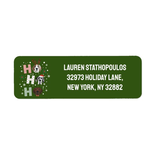 Ho Ho Ho Great dane God jul Returadress Etikett (Framsidan)