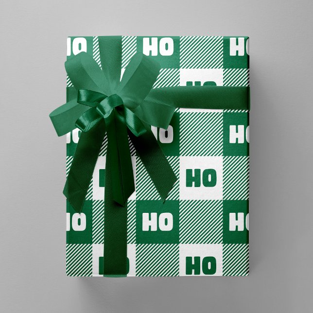 Ho Ho Ho Green White Chic Christmas Buffalo Plaid Presentpapper (Ho Ho Ho Green & White Chic Christmas Buffalo Plaid Wrapping Paper)