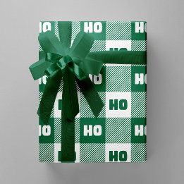 Ho Ho Ho Grön Vit Chic Julbuffel Rutig Presentpapper