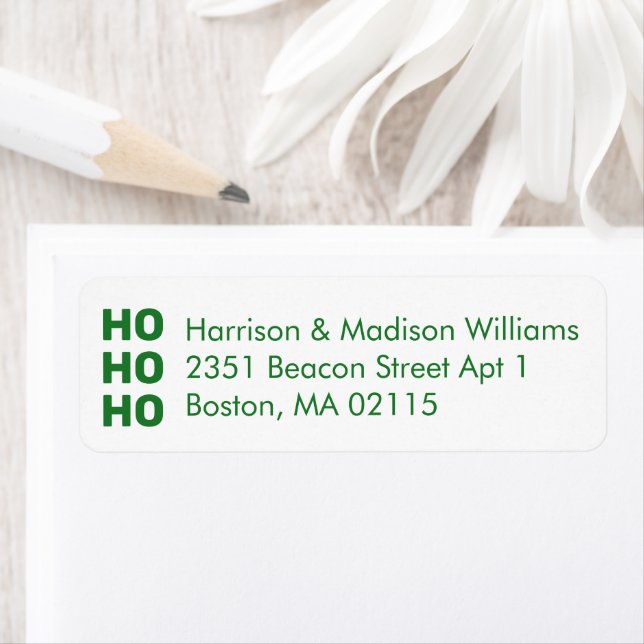 Ho Ho Ho grönt, vit julafton Returadress Returadress Etikett (Insitu)