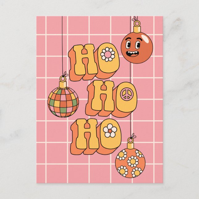 Ho Ho Ho - Groovy jul Cheer Helg Vykort (Framsida)