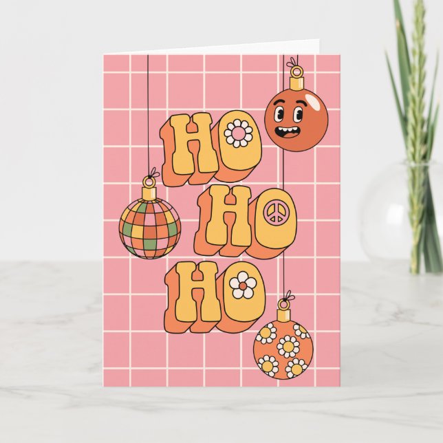 Ho Ho Ho - Groovy jul Cheer Helgkort (Framsida)