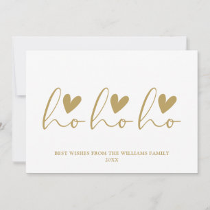 Ho Ho Ho Guld Script Hearts jul Julkort