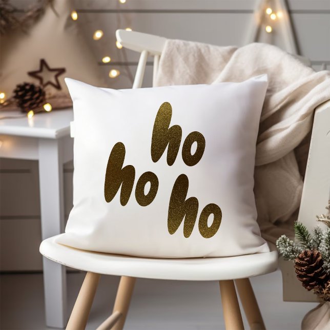Ho Ho Ho | Guld Typografi - minimalistisk jul Kudde (Skapare uppladdad)