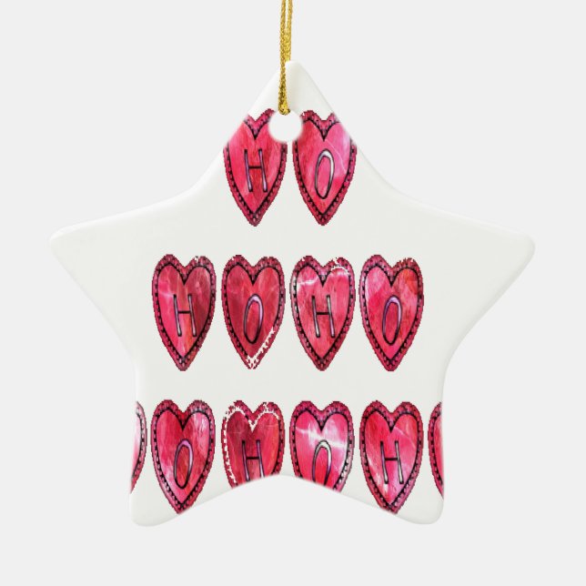 Ho Ho Ho Hearts Collection. Julgransprydnad Keramik (Framsidan)