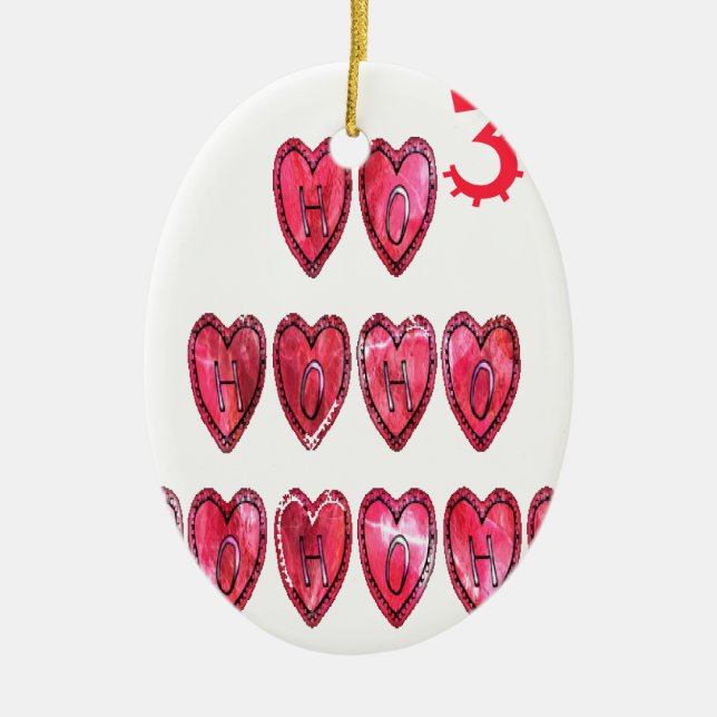 Ho Ho Ho Hearts Collection. Julgransprydnad Keramik (Framsidan)