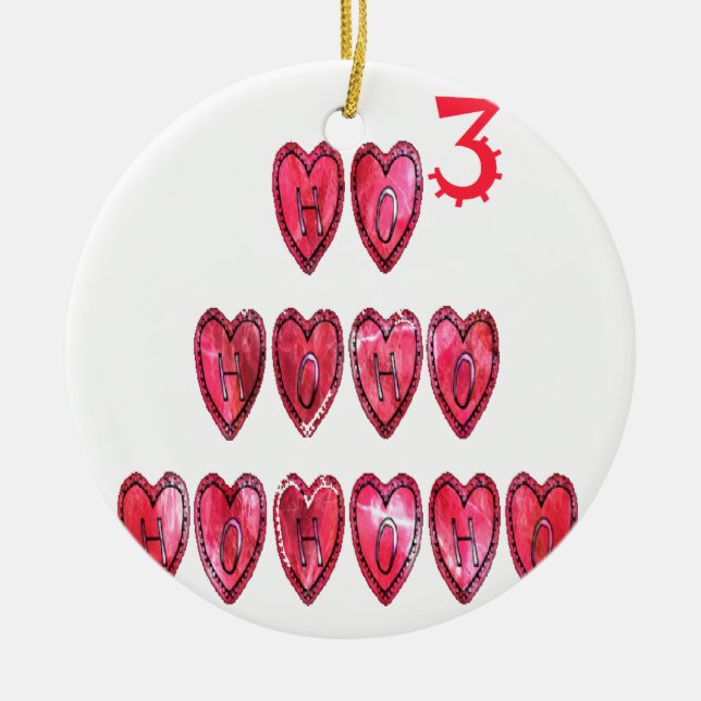 Ho Ho Ho Hearts Collection. Julgransprydnad Keramik (Framsidan)