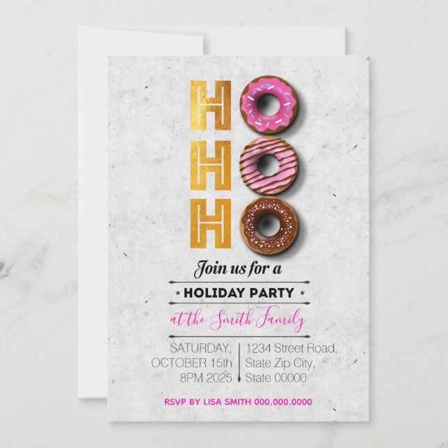 HO! HO! HO! Helgdag Donuts Party Inbjudningar (Framsida)