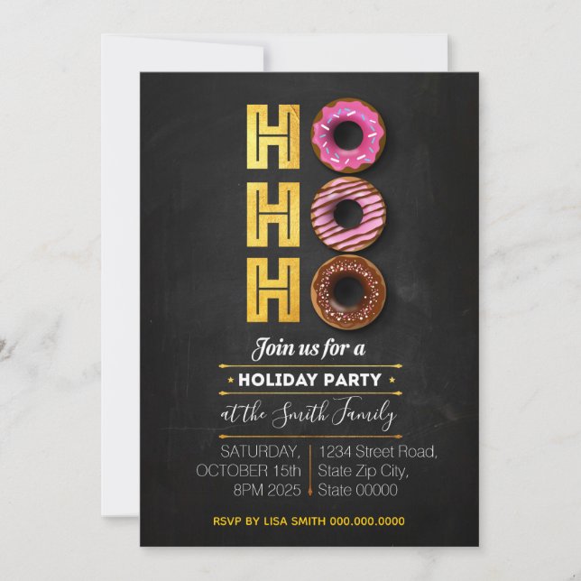 HO! HO! HO! Helgdag Donuts Party Inbjudningar (Framsida)