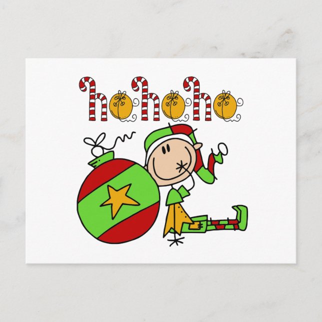 Ho Ho Ho Helgdag Elf Helg Vykort (Framsida)