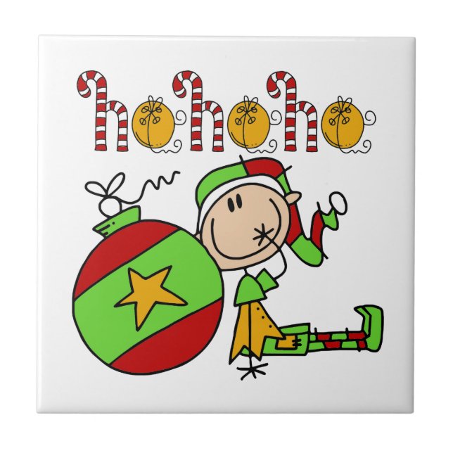 Ho Ho Ho Helgdag Elf Kakelplatta (Framsidan)
