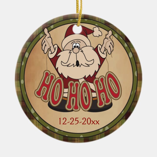 Ho Ho Ho Helgdag Jultomten Ornament (Framsidan)