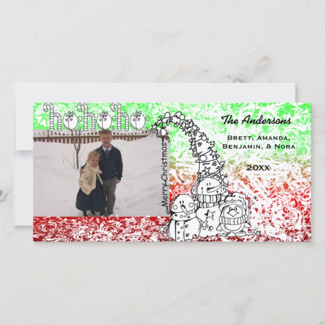 Ho Ho Ho Helgdagars Fotokort Julkort (Framsida)