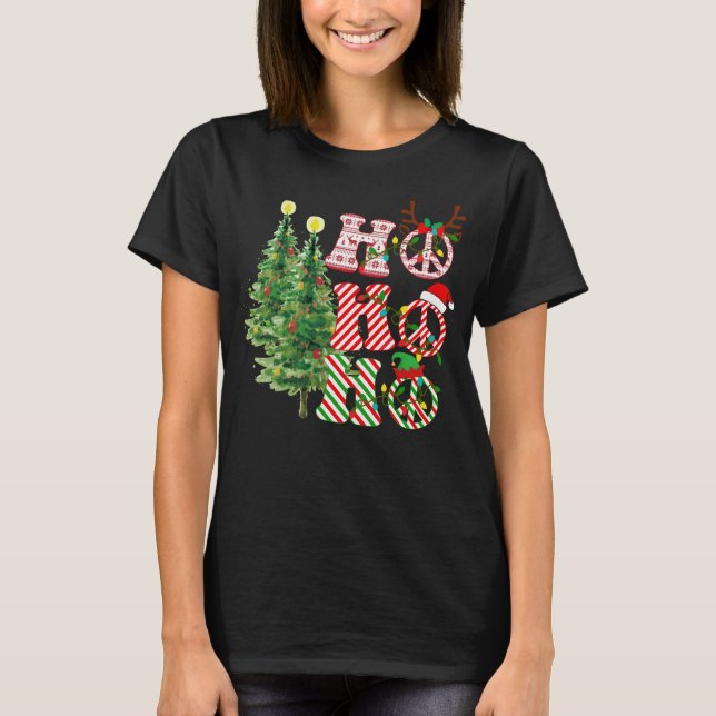 Ho Ho Ho Hippie julshirt, Fredstecken Kristus T Shirt (Framsida)
