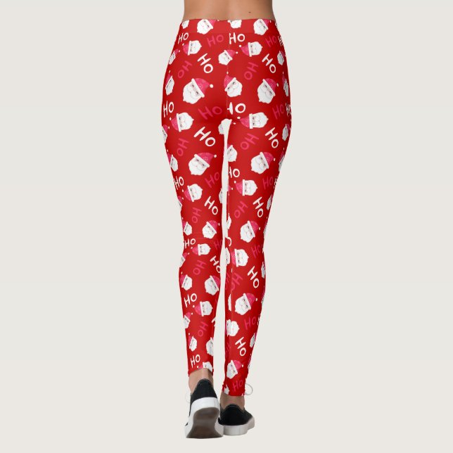 Ho Ho Ho Ho Cute Santa Head Mönster Leggings (Baksida)