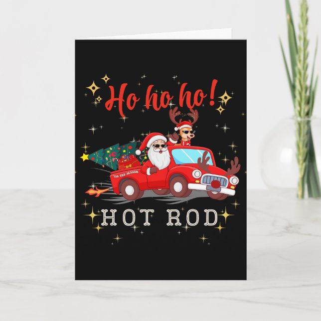 Ho ho ho ho Hot rod jultomten Reindeer Lastbil Helgkort (Framsida)