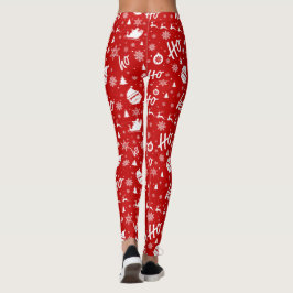 Ho Ho Ho Ho Red & White jul Mönster Leggings