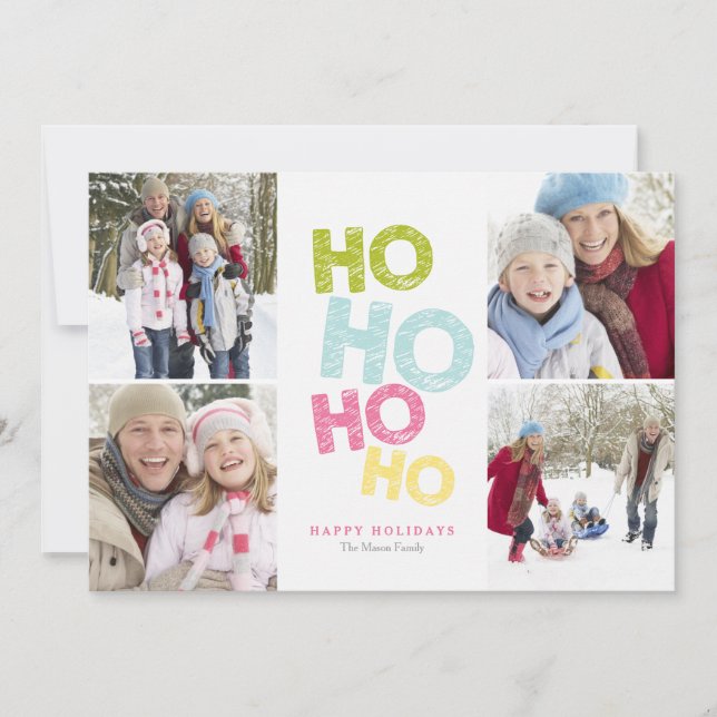 Ho Ho Ho Ho | vit Julkort (Framsida)