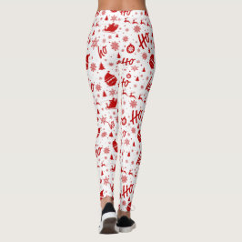 Ho Ho Ho Ho White & Red Jul Mönster Long Leggings