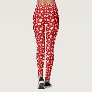 Ho Ho Ho Ho White & Red Santa Ansikte Mönster Long Leggings