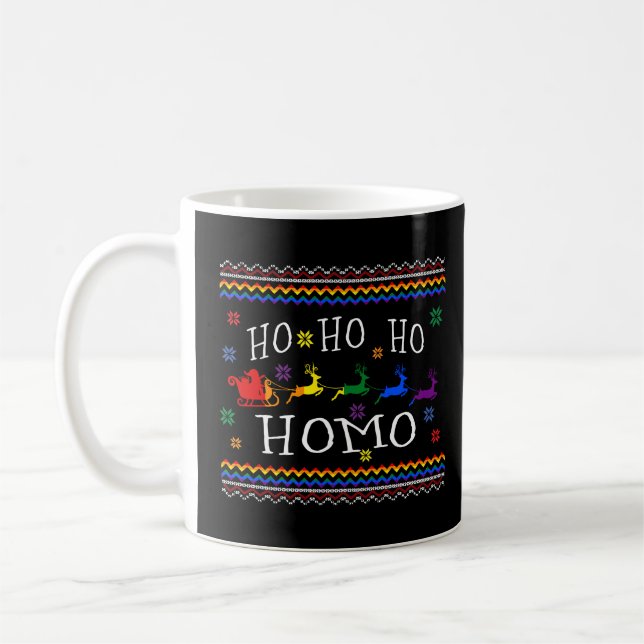 Ho Ho Ho Homo Santa LGBT Gay Ugly jul Kaffemugg (Vänster)