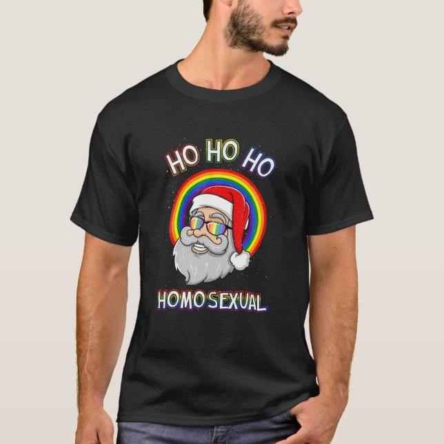 Ho Ho Ho Homosexuella ligays LGBT Ugly jul S T Shirt (Framsida)