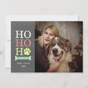 Ho Ho Ho Hund Fotavtryck Jul Foto Julkort