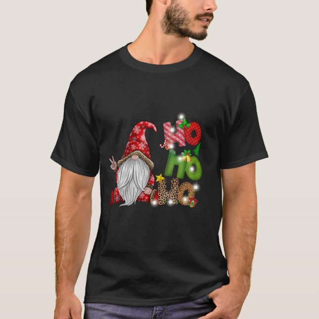 Ho Ho Ho Jul Gnome God jul T Shirt (Framsida)