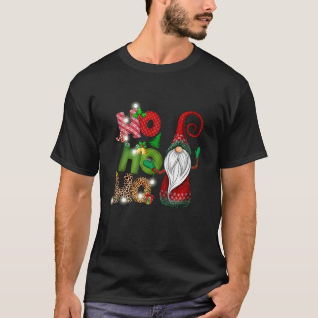 Ho Ho Ho Jul Gnome God jul T Shirt (Framsida)