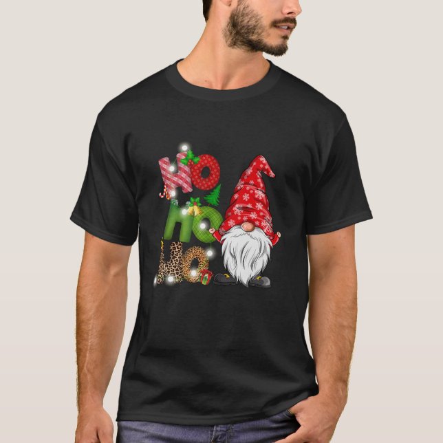 Ho Ho Ho Jul Gnome God jul T Shirt (Framsida)